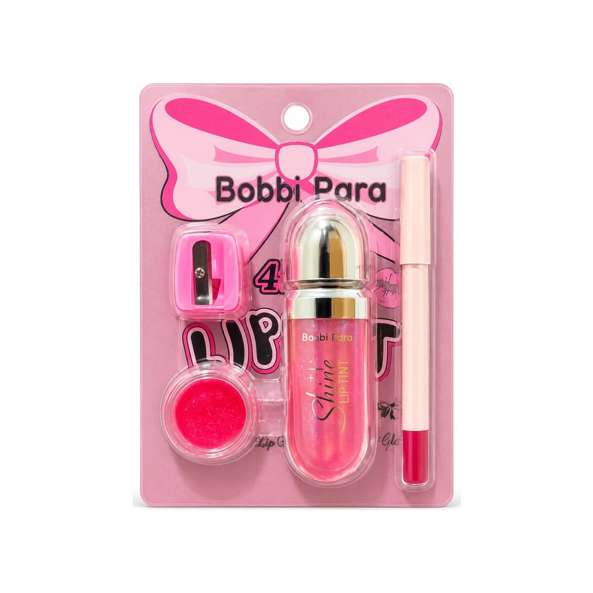 Kit Bobbi Rara (Gloss, Apontador, Lápis e Glitter)